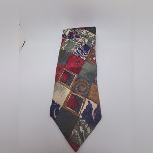 Structure 100% Silk Italian Fabric Checkered Geometric Men's Tie